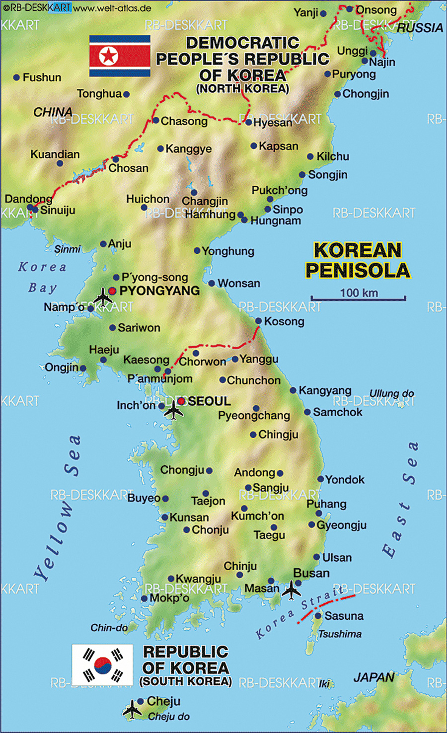 كوريا الشمالية والجنوبية الفرق